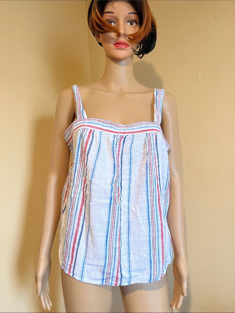 GAP White Tank Top with Red & Blue Stripes